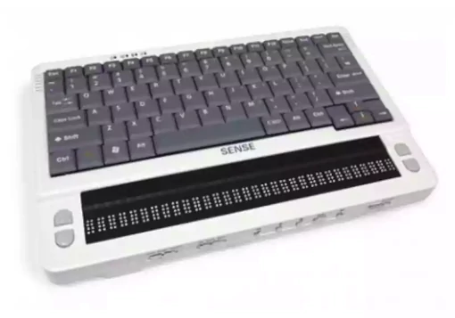 Bloco de notas com teclado qwerty e linha Braille de 32 células
