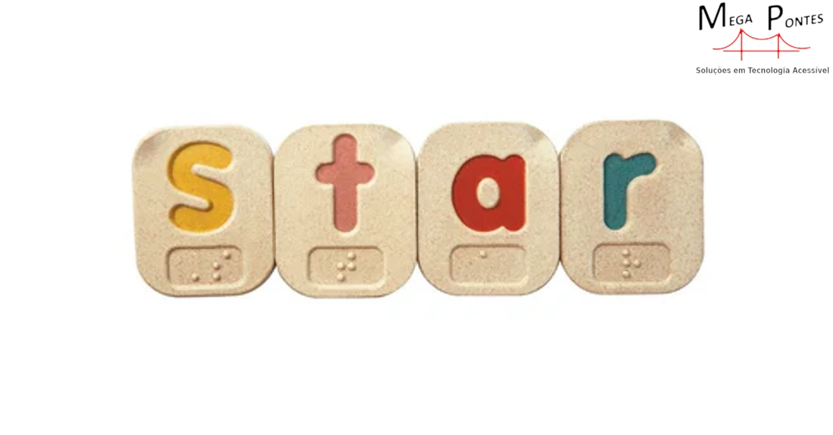 Quatro peças formam a palavra STAR (estrela em português)