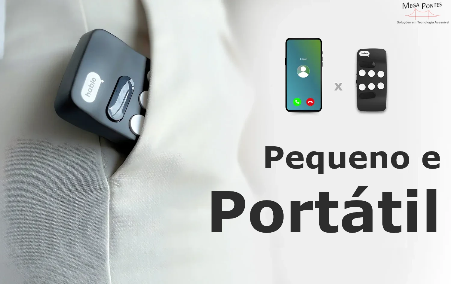 O teclado Braille Able One a entrar num bolso