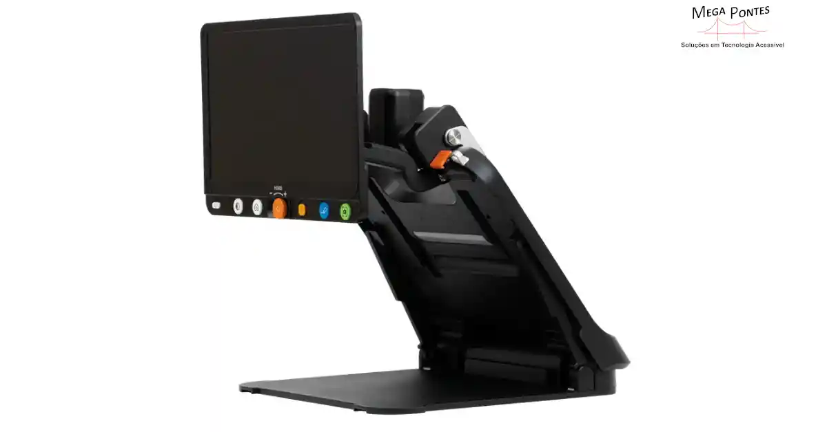 Ampliador de mesa portátil GoVision Move, com ecrã de 16 polegadas e botões acessíveis