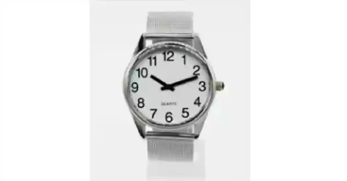 Relógio de pulso, caixa metálica cromada redonda, mostrador branco, bracelete metálica