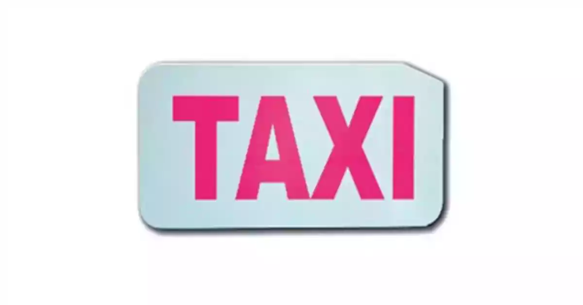 Placa de busca de táxi com a designação Taxi a letras maiúsculas vermelhas de grande dimensão