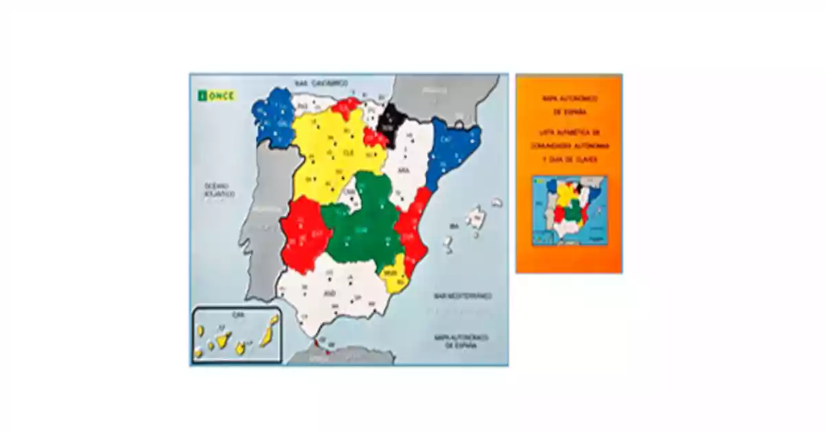 Mapa político da Península Ibérica colorido