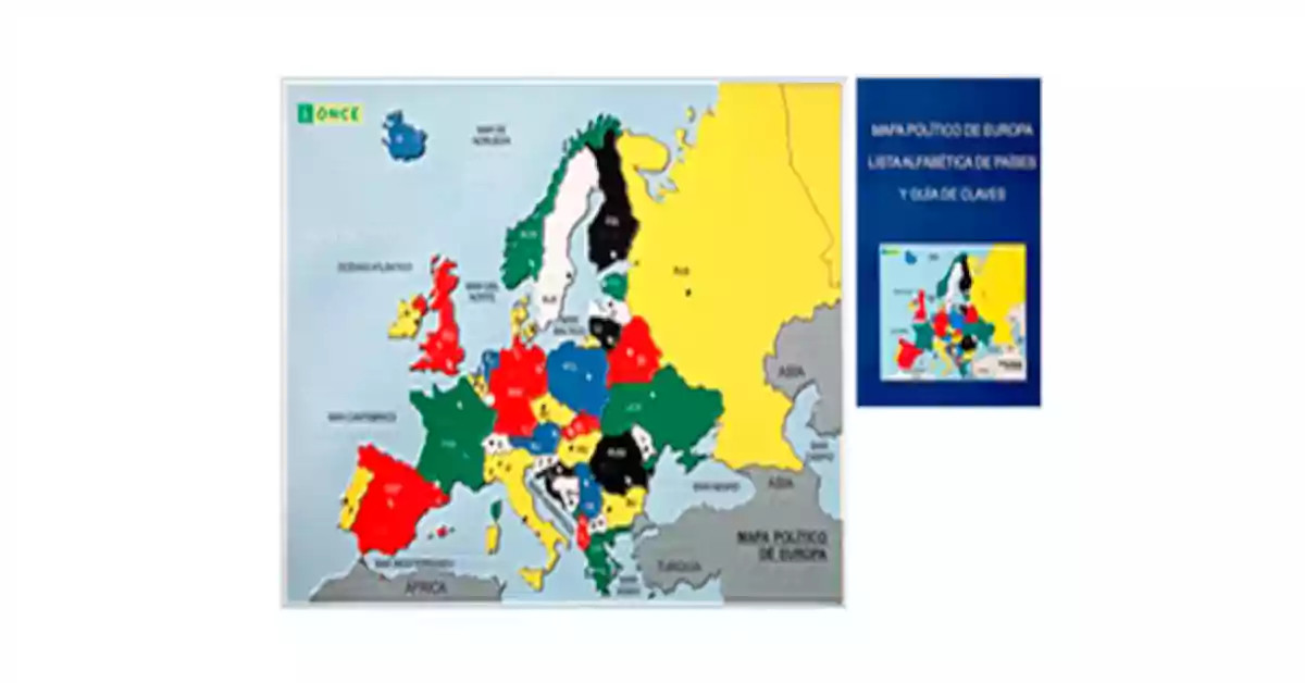 Mapa político da Europa colorido