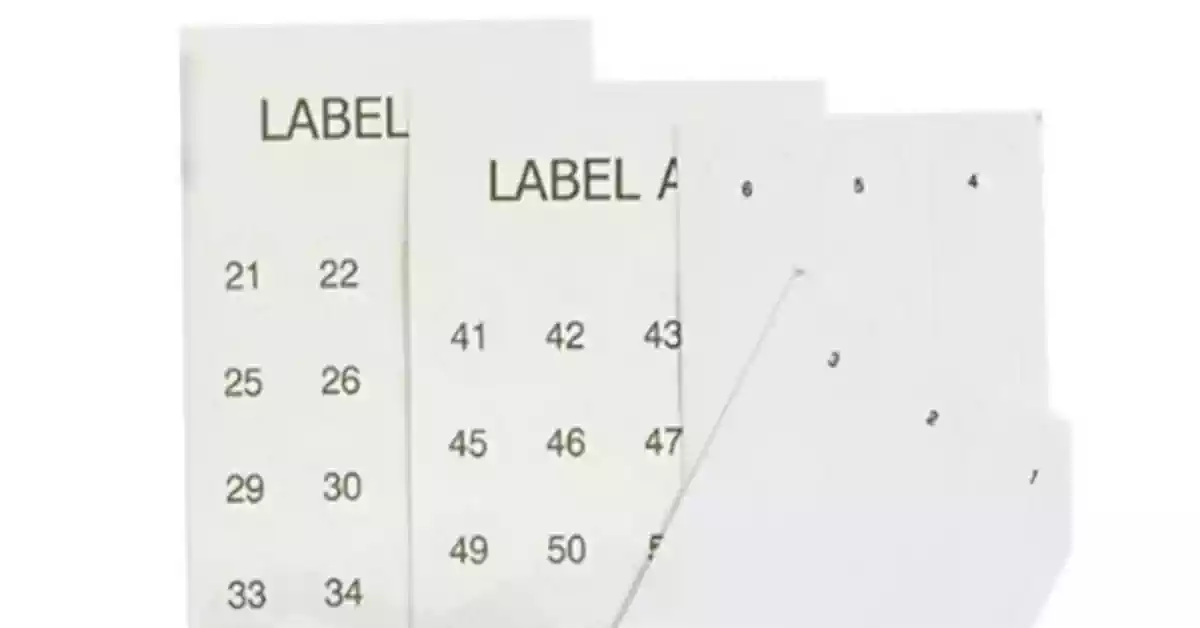 Conjunto de folhas de etiquetas LEO brancas com caracteres pretos