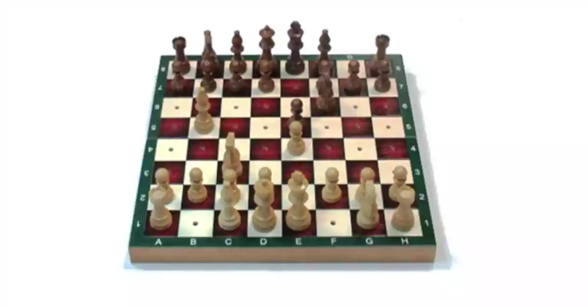 Jogo de xadrez em madeira com conjunto de peças de jogo e orifícios para colocar peças