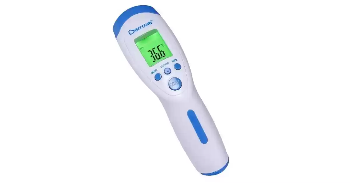 Termómetro digital Berrcom DH455 branco com ecrã LCD retro iluminado e 4 botões de controle azuis