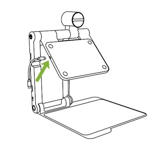 Inserção do cabo de ligação no suporte do Snow Pad
