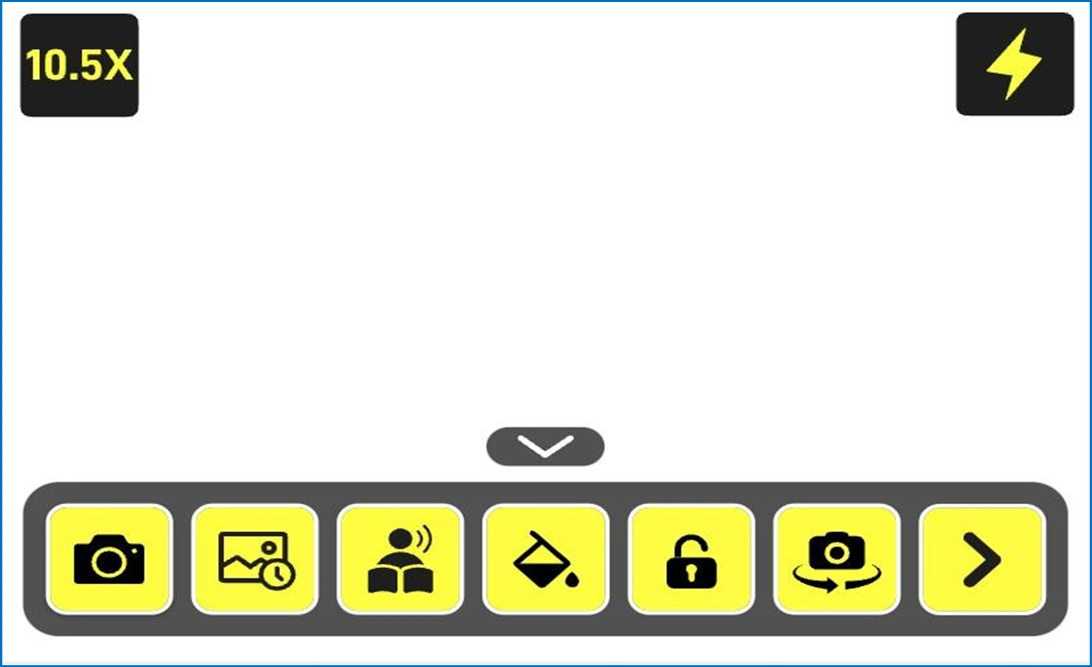 Ecrã com o menu de visualização ao perto