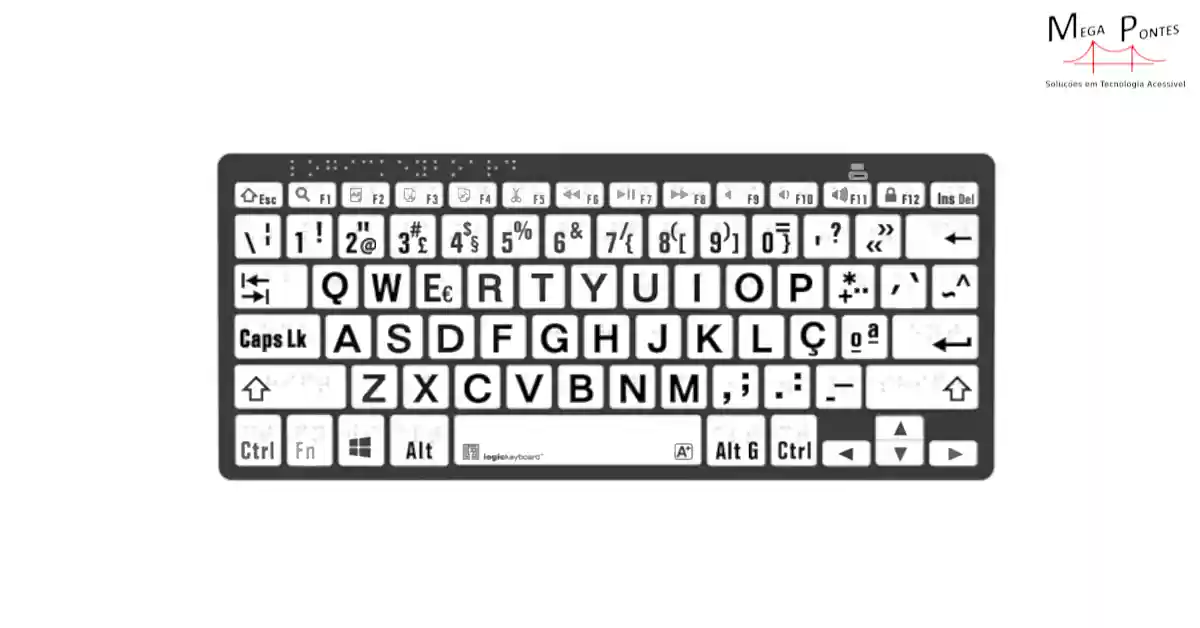 Teclado português ampliado teclas marcadas com Braille e letras grandes