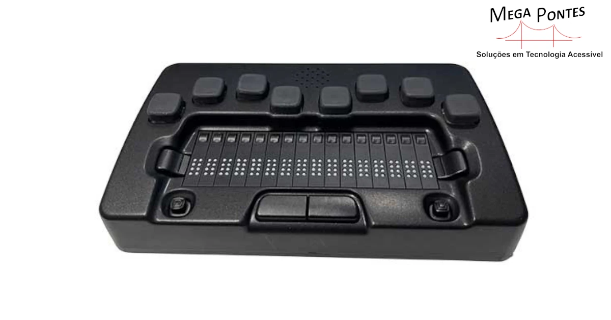Seika Plus 2, preta, com 16 células Braille e teclado ergonómico estilo Perkins
