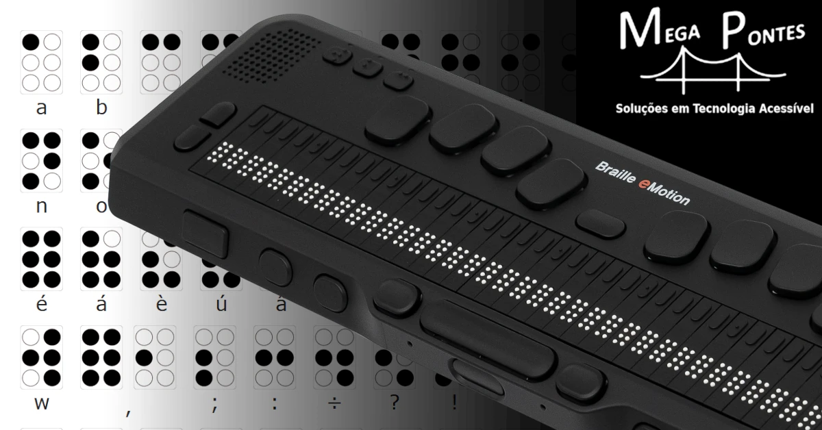 eMotion, linha Braille de 40 células com teclado estilo Perkins e leitor de ecrã autónomo
