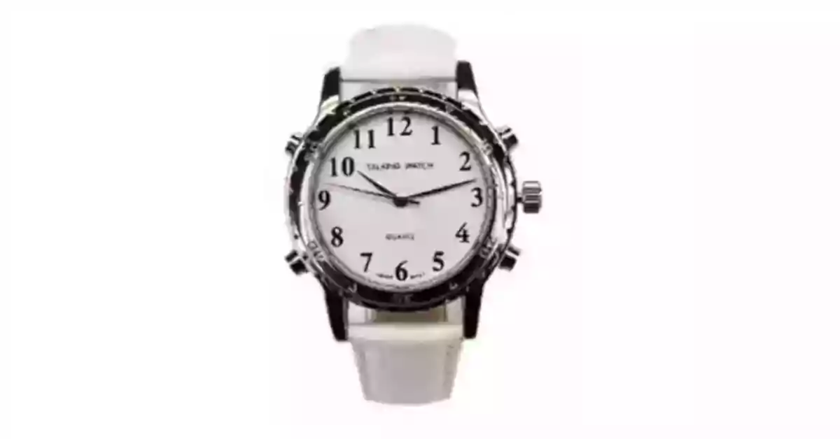 Relógio de pulso com caixa metálica cromada redonda, mostrador branco e bracelete branca