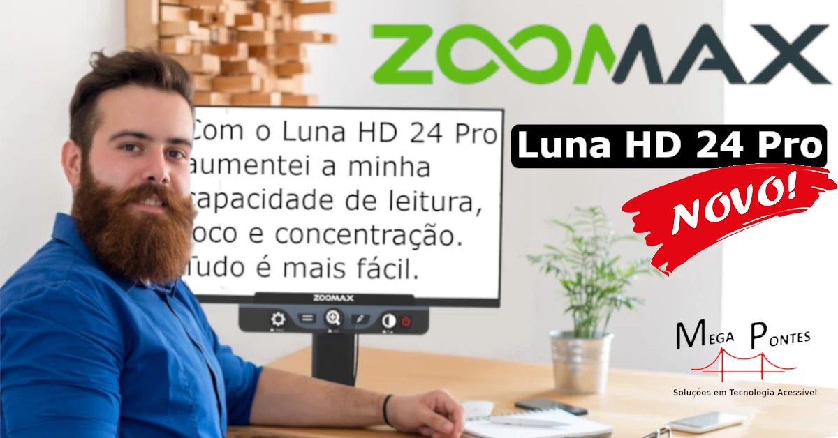 Ampliador de mesa Zoomax Luna 24 HD com ajuste de ecrã personalizável