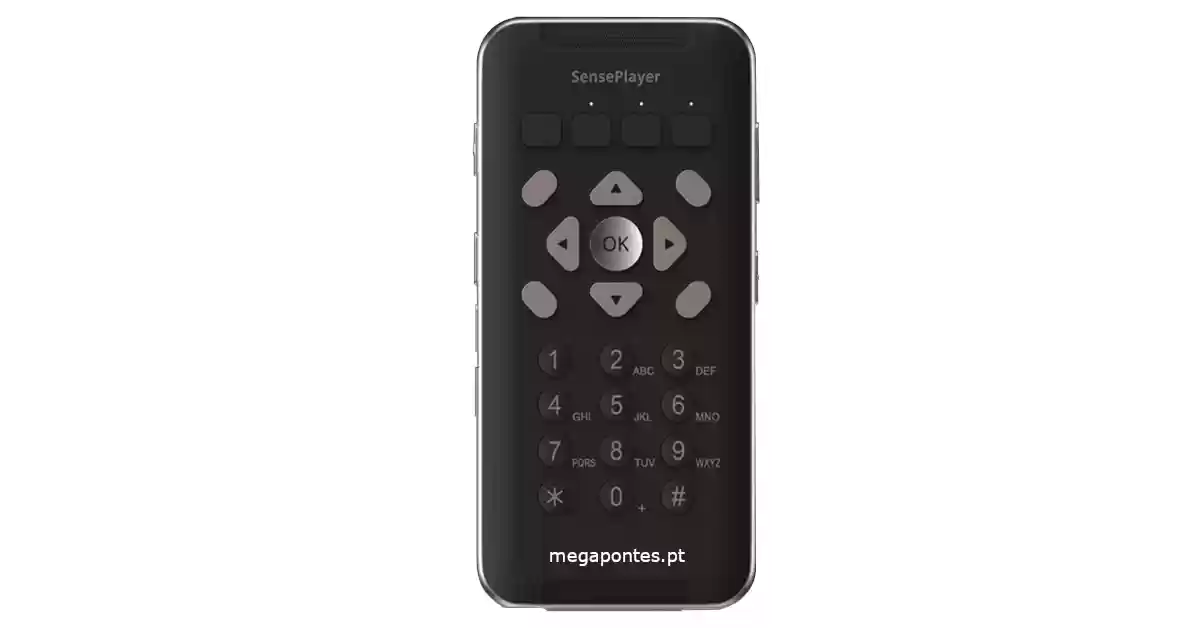 SensePlayer OCR leitor de audiolivros preto com teclado físico acessível e teclas de controlo