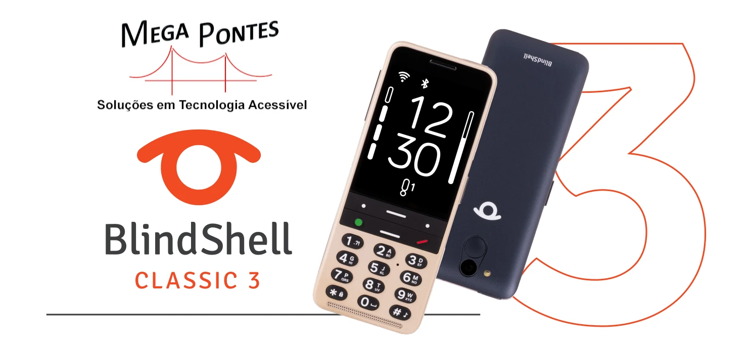 BlindShell Classic 3, com teclado físico acessível, ecrã ampliado e câmara traseira