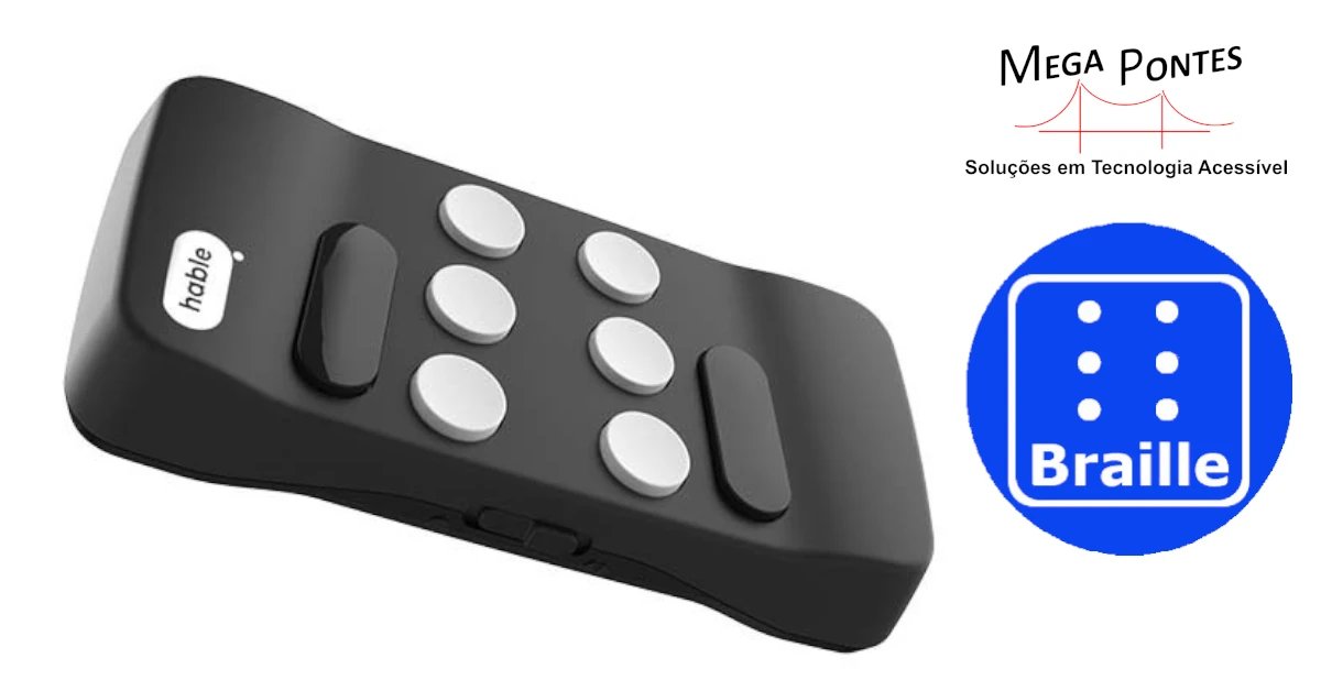 Teclado Braille portátil Able One pequeno, prático e ergonómico
