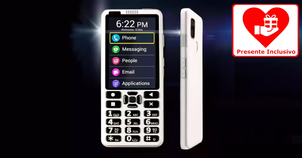 Telemóvel Kapsys SmartVision 3 branco com teclado acessível de teclas grandes pretas e ecrã ampliado